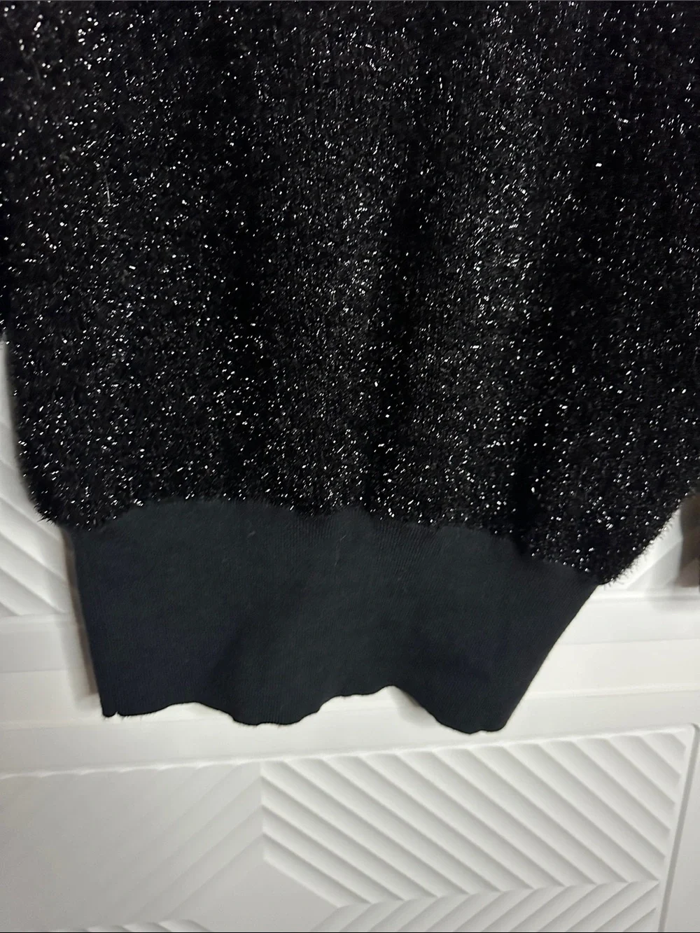 Anthropologie Black Sparkle Crewneck Sweater